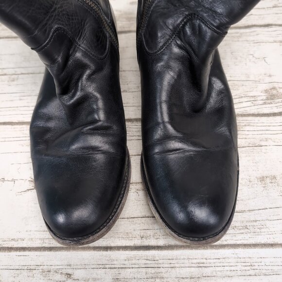 Frye Melissa Button Short Black Leather Slip On Moto Riding Boots Women Size 9 - Picture 3 of 7